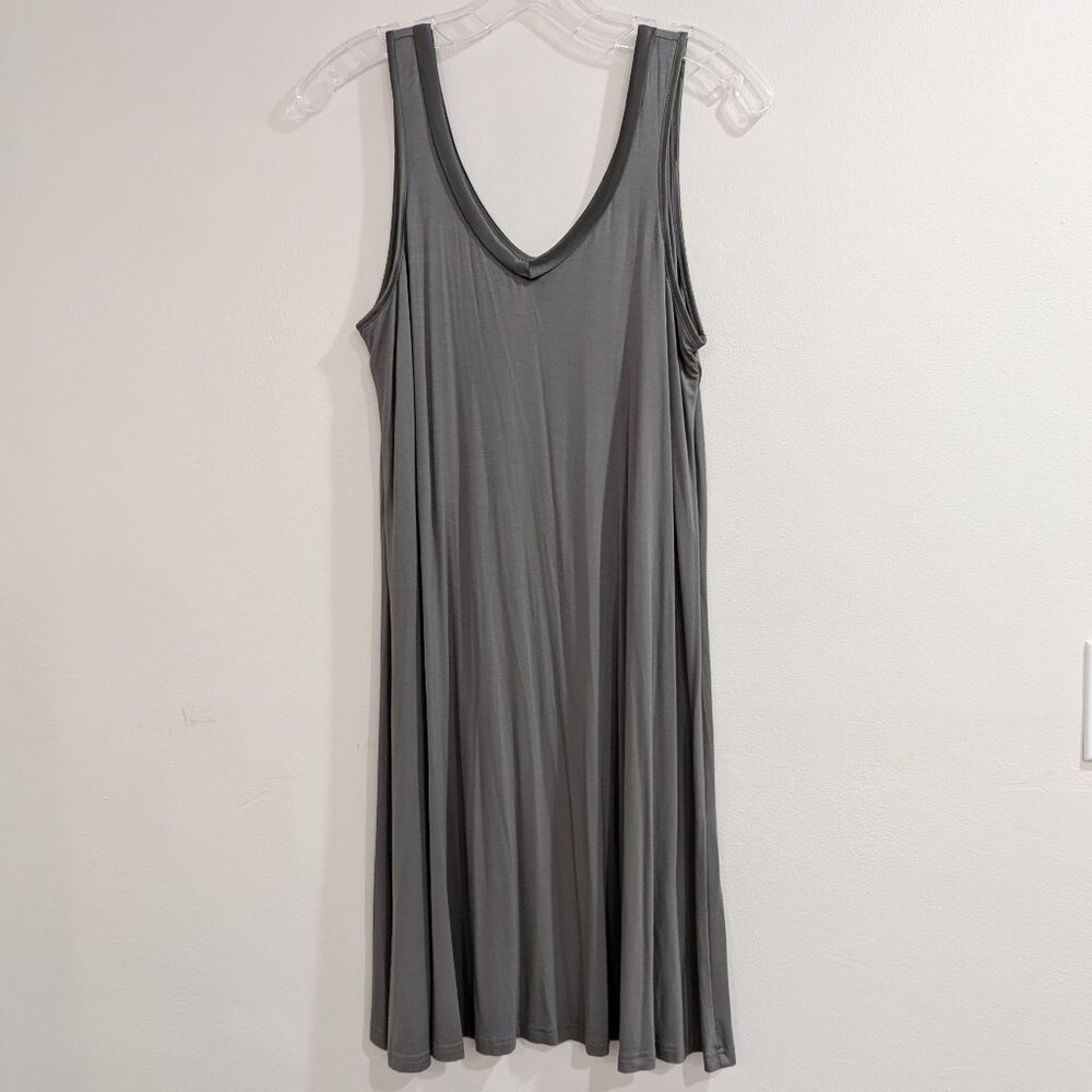 FACEPLANT DREAMS Nwt Bamboo V-Neck Nightshirt S Earl Gray Gray/Green SOFT - Picture 3 of 15
